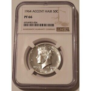 1964 Kennedy Silver Half Dollar Accented Hair Proof PF66 NGC